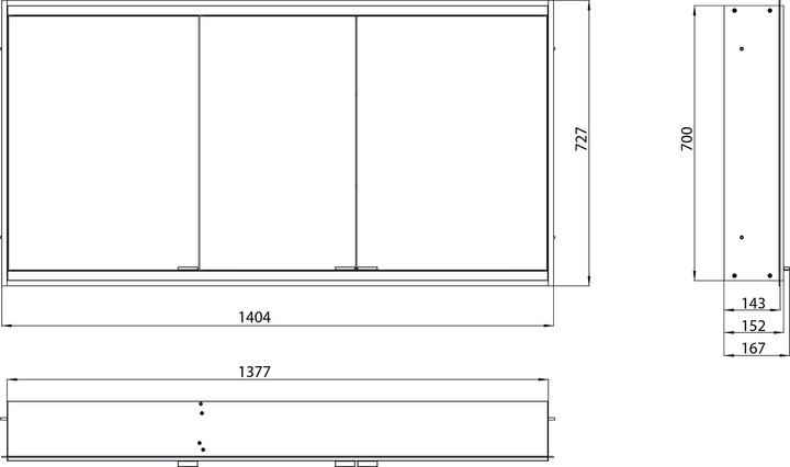 Produktbild Emco prime 2 Facelift Lichtspiegelschrank, 1400 mm, 3 Türen, Unterputzmodell, 9497