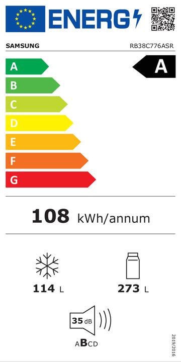 Energie-Label Samsung RB38C776ASR/EF BESPOKE (387 l)