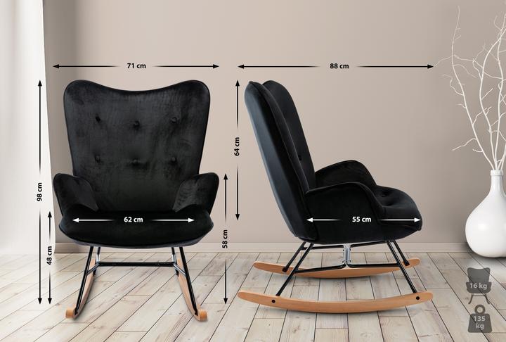 Actual product image CLP Sanka Velvet Rocking Chair, black