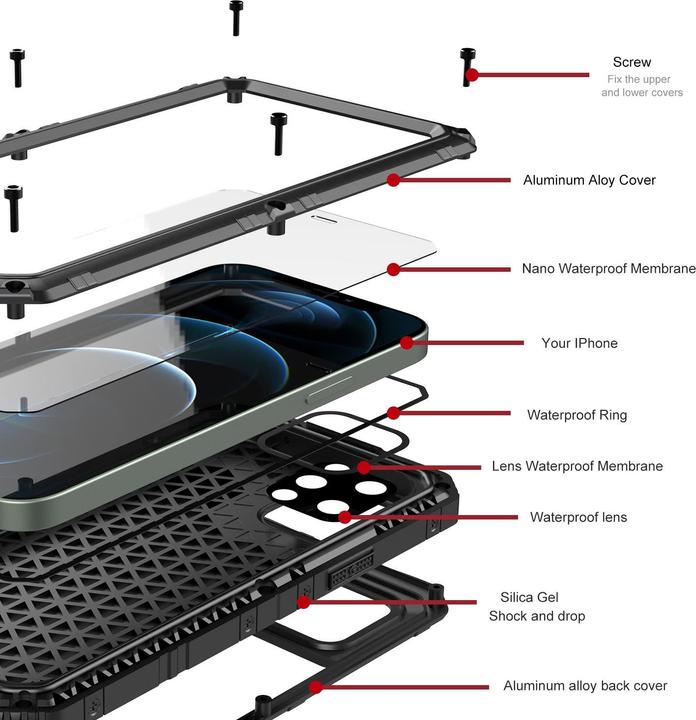 Produktbild Cadorabo Outdoor Hülle 360 Grad Schutz (Apple iPhone 12 Pro)
