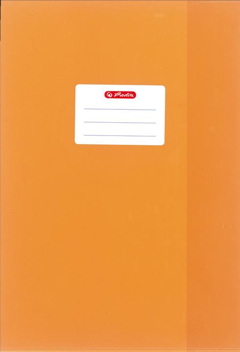 Produktbild Herlitz Heftschoner DIN A4, geprägt (Bast), PP, orange mit aufgeklebtem Beschriftungsetikett (A4)