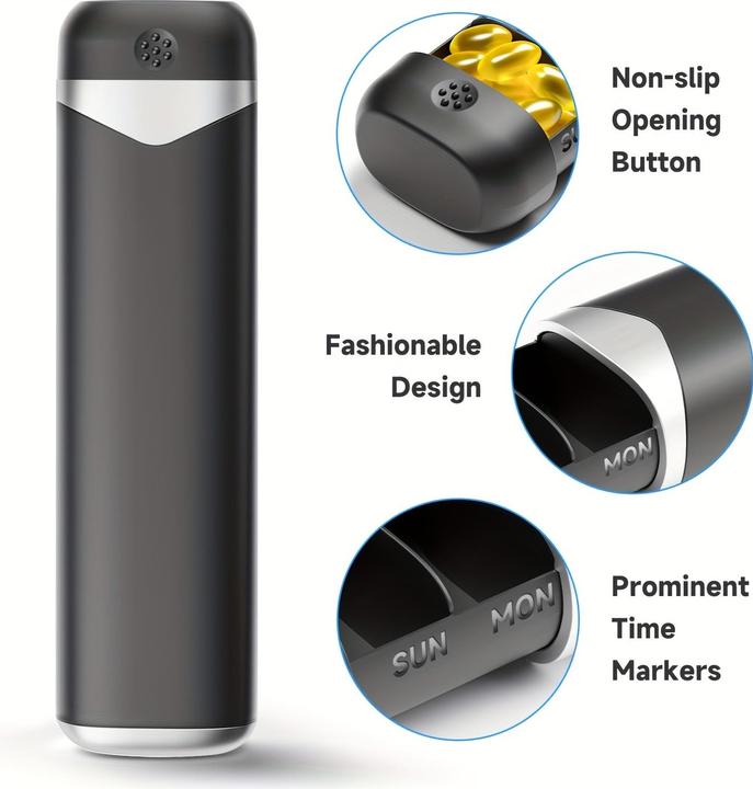 Actual product image PhoneLook Woche Pillendose tragbar 7 Tage kompakte Medikamenten-Dispenser