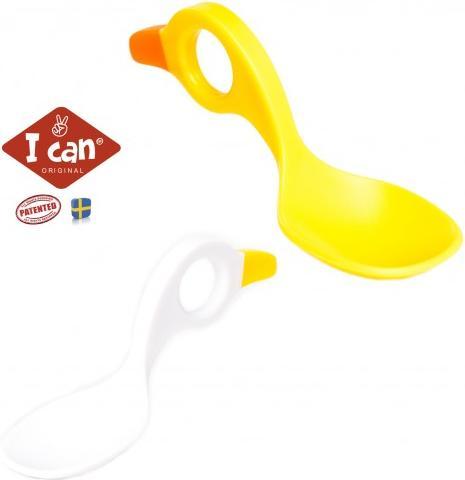Actual product image I Can Icanspoon multi grip spoon Set yellow / white