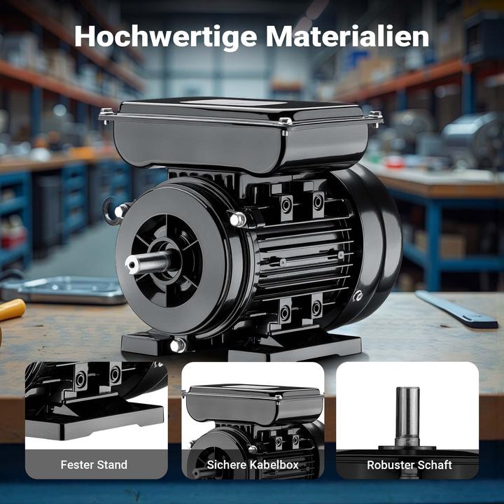 Actual product image Wiltec Elektromotor 1-phasig 4-polig Elektro Motor 1,5kW Einphasenmotor Motor