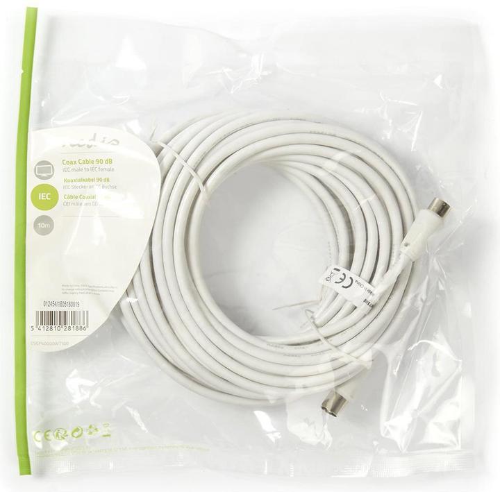 Image du produit Nedis Câble coaxial | IEC (coaxial) mâle | IEC (coaxial) femelle | Nickelé | 90 dB | 75 Ohms | Double (Câble d'antenne)