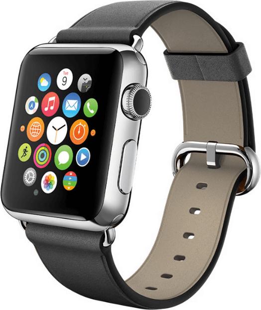 Image du produit Fongex Apple Watch 42/44/45mm - Bracelet de remplacement en cuir noir (42 mm, 44 mm, 45 mm, Cuir véritable)