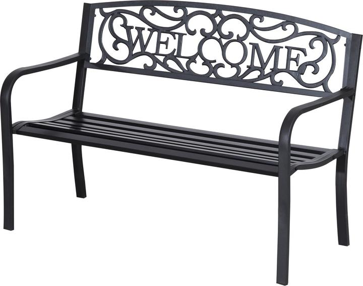 Actual product image Outsunny Gartenbank Eisen, pulverbeschichtet Schwarz