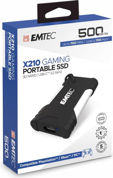 Productafbeelding Emtec SSD 3.2Gen2 X210G 500GB draagbaar (500 GB)