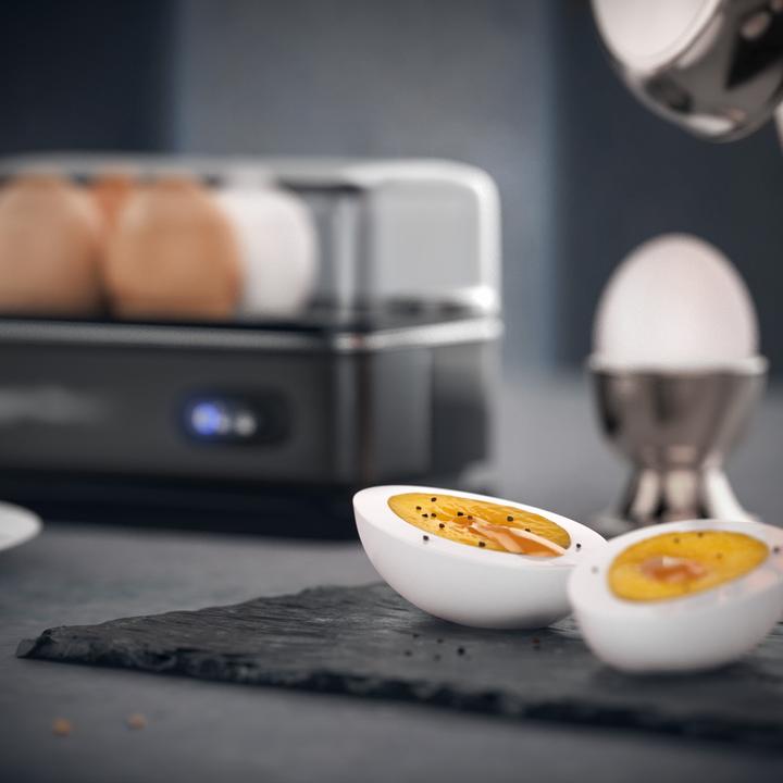 Actual product image Arendo Breakfast set, 4-slice long slot toaster with bun rack & egg cooker for 6 eggs, black