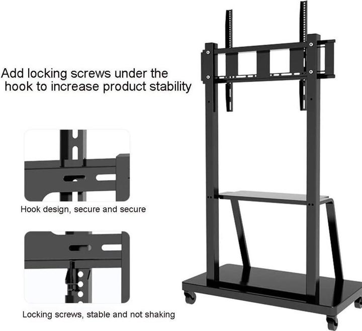 Actual product image Techly TV trolley, multifunction, height adjustable (100", 150 kg)