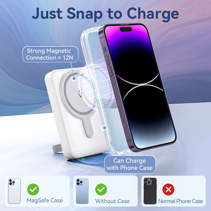 Immagine prodotto Vention 10000mAh Magnetic Wireless Power Bank (USB-C + Lightning + USB-C + USB-A +Wireless) 22.5W LED bianco (10000 mAh, 38.50 Wh)