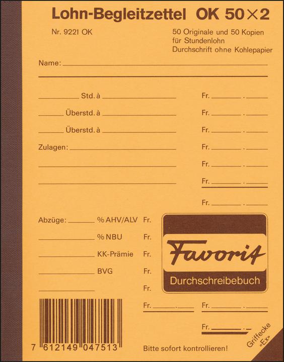 Produktbild Favorit Zahltag-Begleitzettel (2 x)