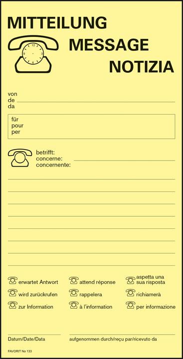 Produktbild Favorit Blocs de conversation - Mitteilung/Message/Notizia