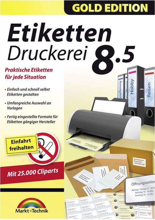 Produktbild Etiketten Druckerei 8.5 Gold Edition (1 User, unbegrenzt)