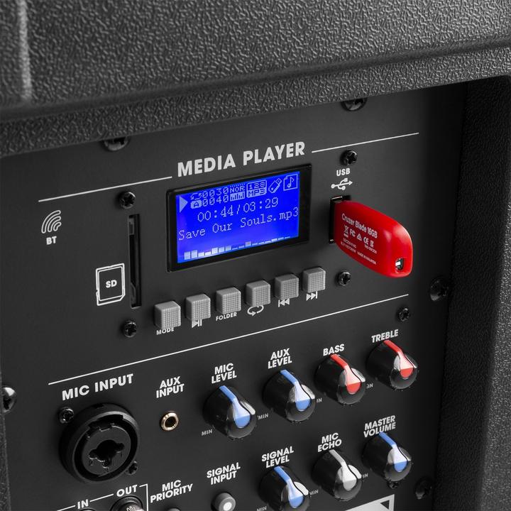 Produktbild speaker met Bluetooth - Vonyx VSA700-BP - met draadloze microfoon en headset microfoon - 1000W (Aktiv, 1x 500 W)