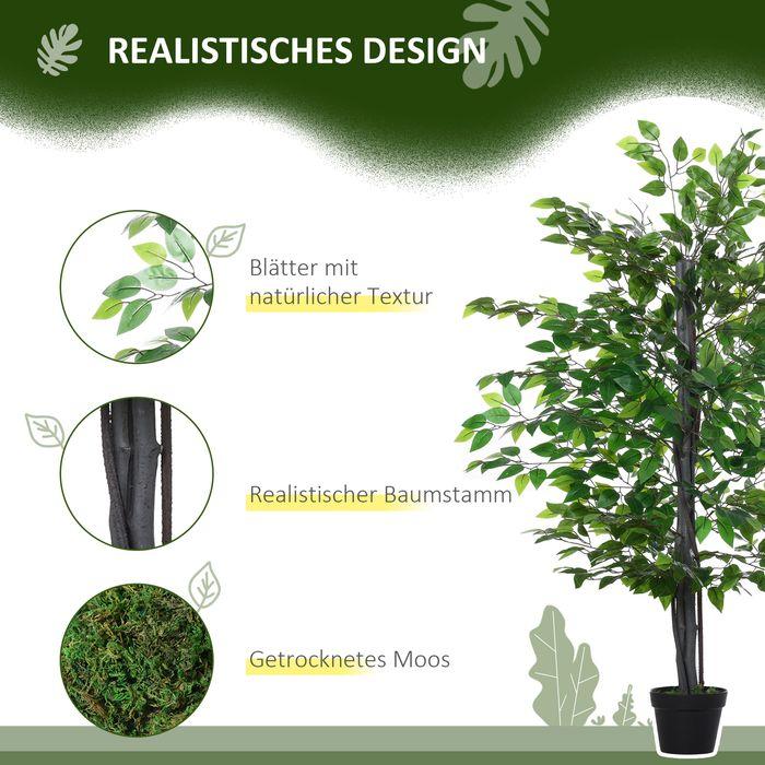 Image du produit Swisshandel24 Arbre Banyan artificiel Décoration Bois massif Arbre artificiel Simulation d'intérieur Décoration (145 cm)