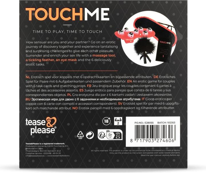 Actual product image tease & please Time to Play, Time to Touch (Game of skill, Swedish, Norwegian, German, French, Danish, Russian, Polish, Italian, English, Spanish)