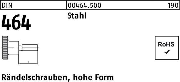 Produktbild Rändelschraube DIN 464 hohe Form M 4 x 5 Stahl Stahl (50 Schrauben pro Stück)