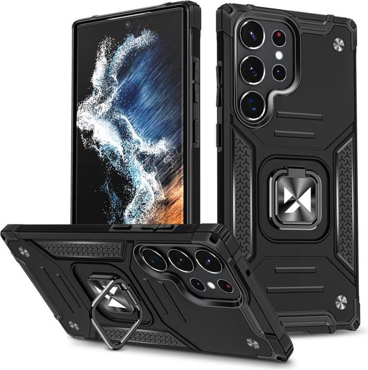 Actual product image Wozinsky Ring Armor case for Samsung Galaxy S23 Ultra armored cover magnetic holder ring black (Samsung Galaxy S23 Ultra)