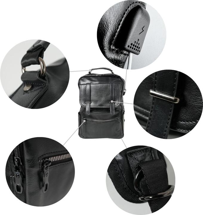 Produktbild Hermex Laptop-Rucksack Tagesrucksack Business-Rucksack PU-Lederrucksack (15 l)