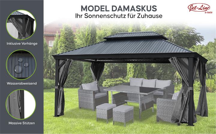 Image du produit Jet-Line Pavillon de jardin en aluminium DAMASKUS 3x3,65 m avec toit fixe en aluminium (300 cm, 365 cm)