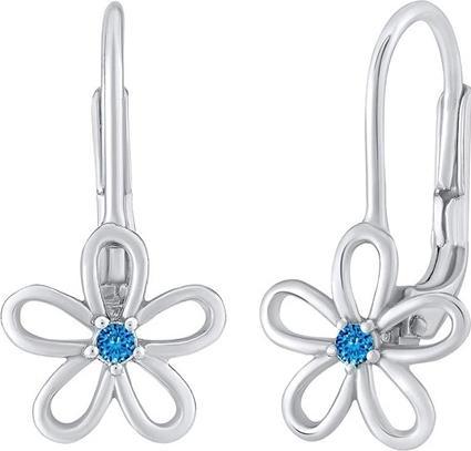 Actual product image Silvego Silver earrings - flower withue Swarovski Â® Zircon SILVEGOB31857SB (925 Sterling silver)