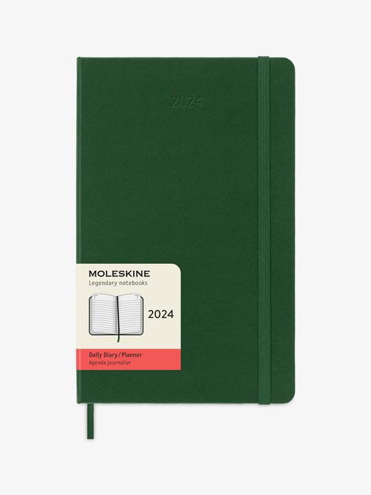 Actual product image Moleskine 12 Month Daily Calendar 2024, Large/A5, Myrtle Green (A5, Hardcover, English)