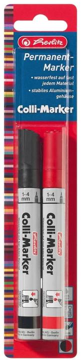 Produktbild Herlitz Permanent-Marker Colli 1-4 mm, 2 Stück, Rot/Schwarz (Rot, Schwarz, 4 mm, 2 x)