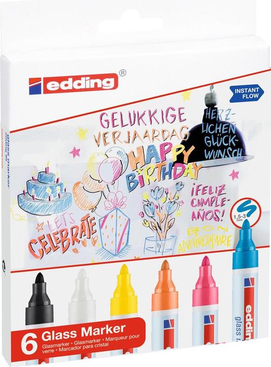 Actual product image Edding Glassboard brand (Multicoloured, 3 mm, 6 x)