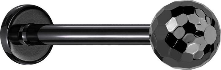 Image du produit Star Piercing Micro Threadless Labret schwarz mit Discokugel schwarz (Titane G23, sans laiton)