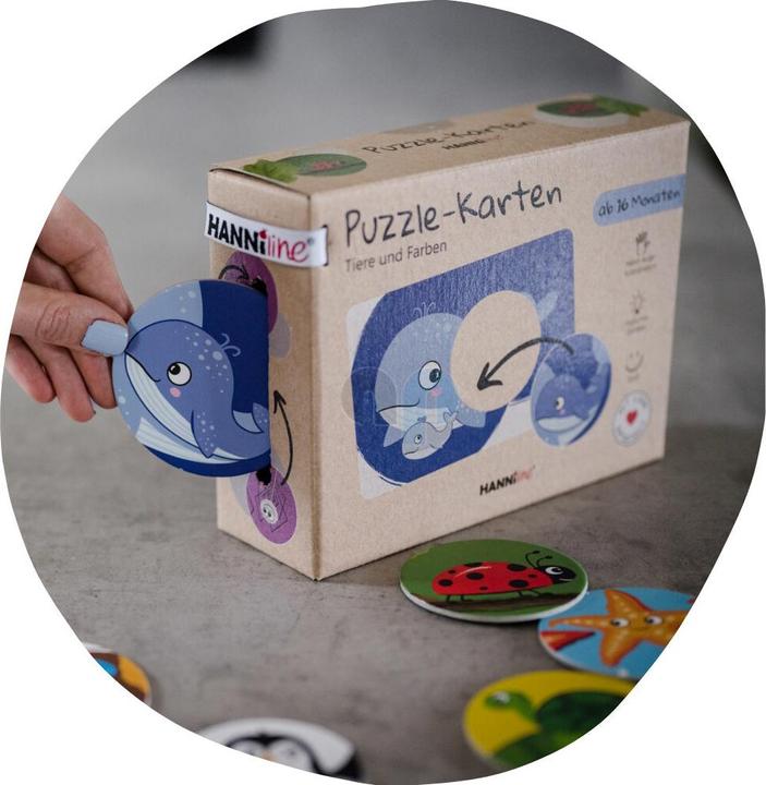 Produktbild Hanniline Puzzle-Karten - Tiere und Farben (13 beiseitig bedruckte Karten) ab 16 Monaten (13 Teile)