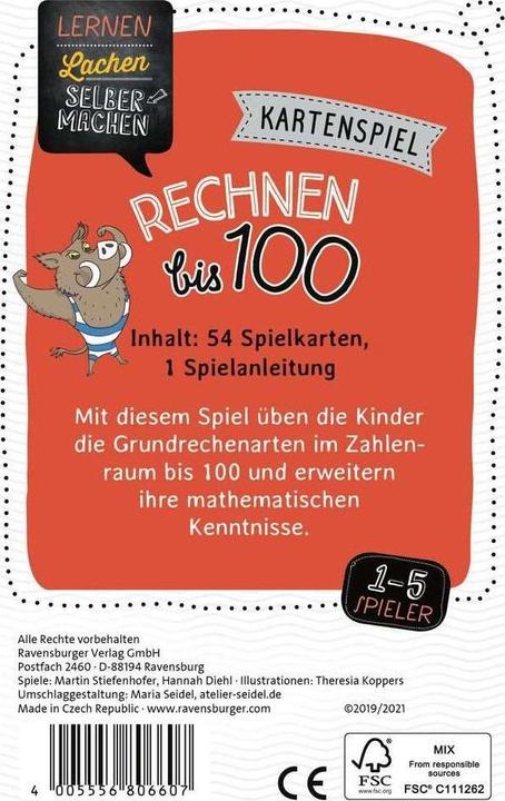 Productafbeelding Ravensburger Kaartspel Rekenen tot 100 (Duits)
