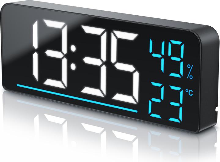 Bearware Radiowecker digital, LED mit 2 Alarmzeiten, Grosses Display, Snooze, Temperatur & Luftfeuchtigkeit