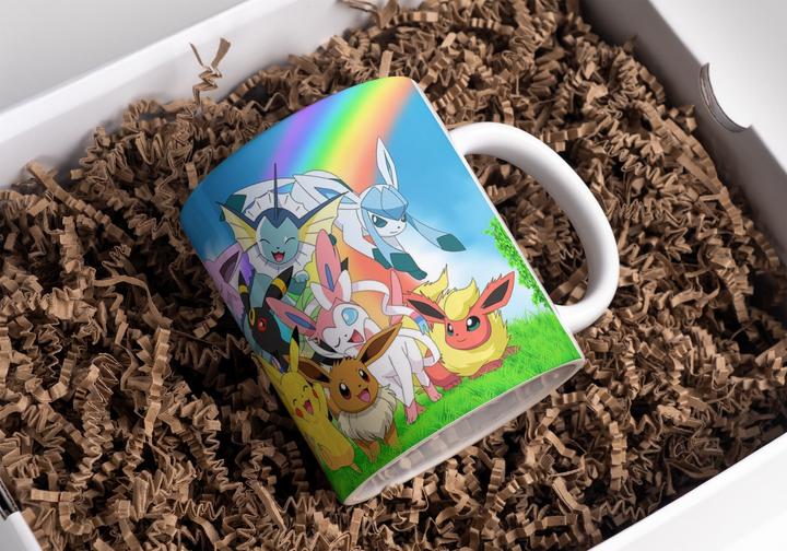 Produktbild Tinisu Pokemon Tasse Evoli Nachtara Feelinara Kaffeetasse 325ml Mug Cup Geschenk (325 ml, 1 x)