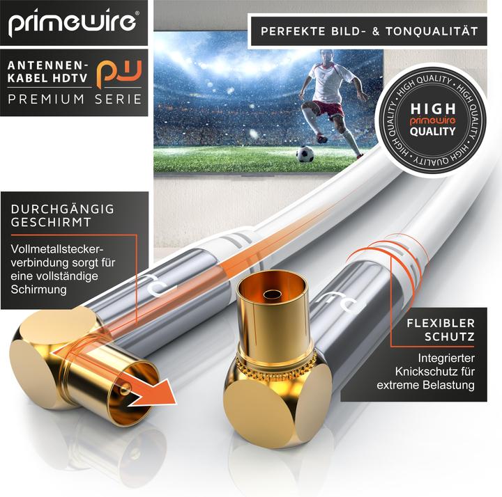 Immagine prodotto Primewire Cavo antenna 90° angolato | Cavo coassiale HDTV Premium 135dB / 75 Ohm | FullHD / 4k Ultra HD (85 dB, Cavi antenna)