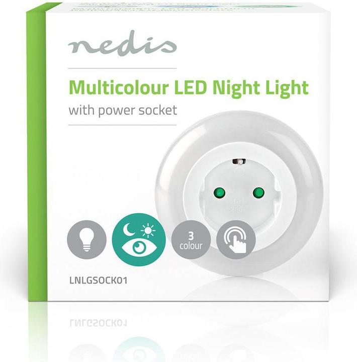 Productafbeelding Nedis Plug-In LED Nachtlamp | Dag/Nacht Sensor | 3680 W | 10 lm | Blauw / Groen / Wit