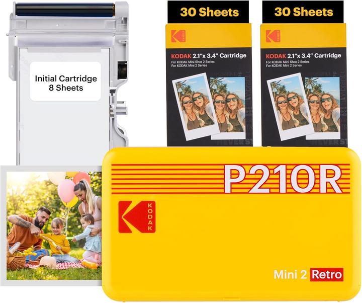 Image du produit Kodak MINI 2 RETRO P210RYK60 IMPRIMANTE PHOTO PORTABLE INSTANTANÉE BUNDLE 2.1X3.4 YELLOW (Couleur)