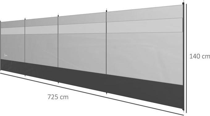 Produktbild Swisshandel24 Windschutz faltbar mit Lichtquellenfenster 725x140 cm Grau (725 cm)