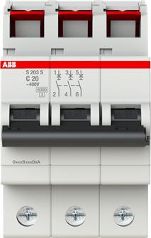 Produktbild ABB S203S-C20 Sicherungsautomat 20A 3-polig 6kA C-Charakter