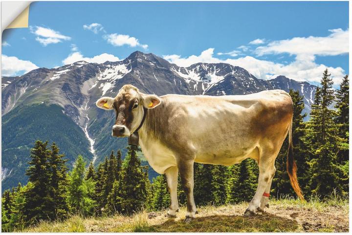 Artland Vache de montagne dans les Alpes en été T1NN (90 x 60 cm)