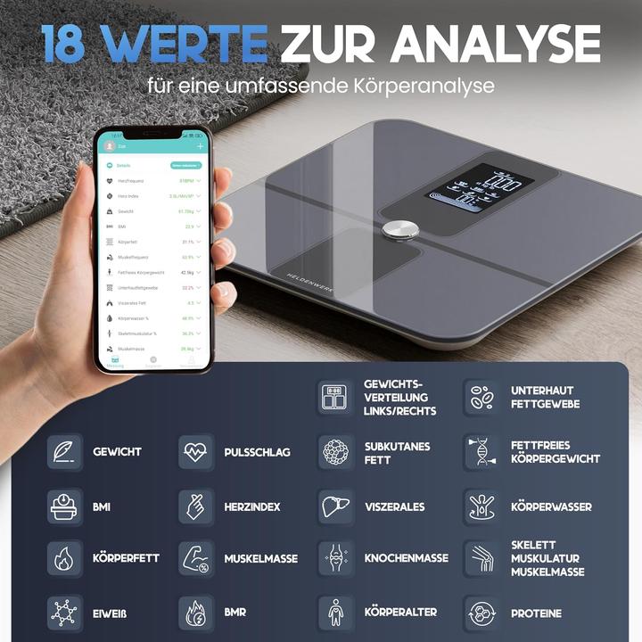 Produktbild Heldenwerk Körperanalysewaage (180 kg)