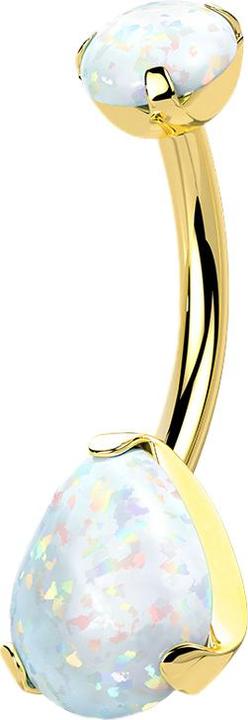 Actual product image Star Piercing Banane vergoldet mit Opal und Opal Tropfen weiss (Titanium G23, without brass)