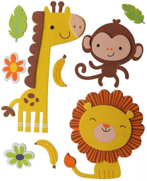 Produktbild Glorex 3D Moosgummi 9tlg Giraffe/Affe Löwe, 13x23cm, selbstklebend
