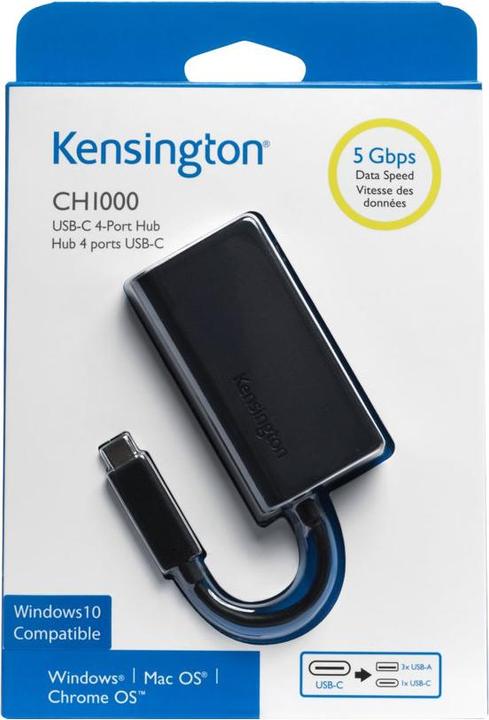Actual product image Kensington CH1000 USB-C 4-Port Hub (USB-C, 4 Ports)