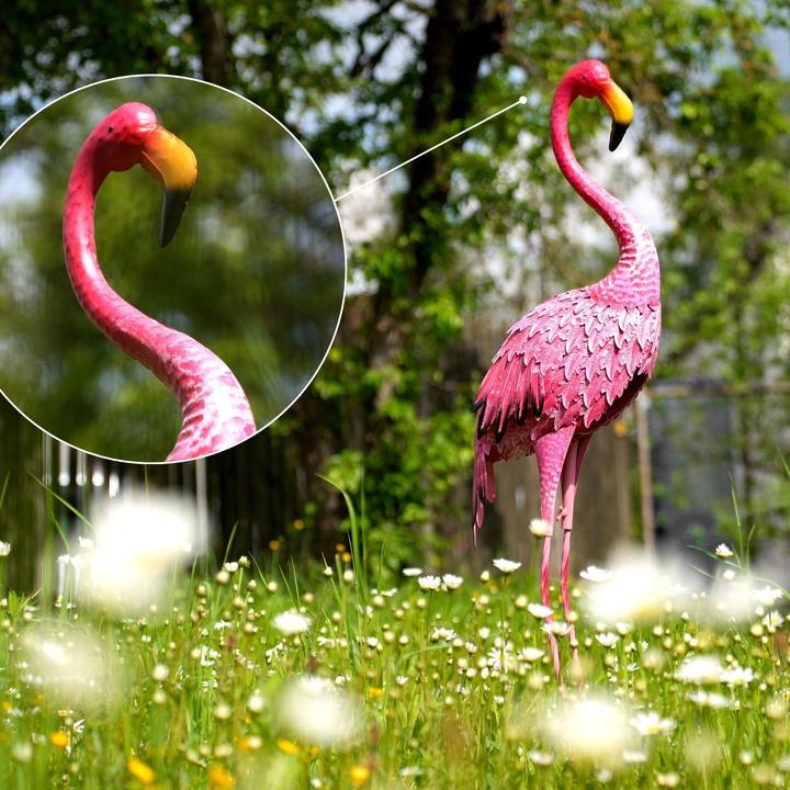 Produktbild Hermex Flamingo Metall Gartendekoration Dekofigur Gartenskulptur Gartenfigur