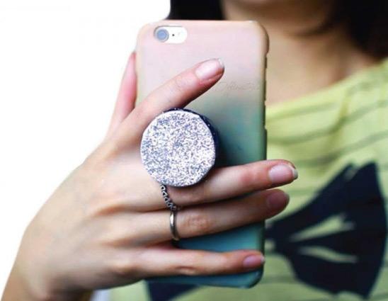 Image du produit PhoneLook Pop Socket 3D Paillettes Support de doigt interchangeable pour Smartphone / Tablettes
