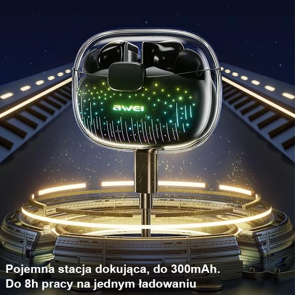 Image du produit Awei słuchawki Bluetooth 5.3 T52 Pro2 TWS + stacja dokująca czarny/black (Sans fil)