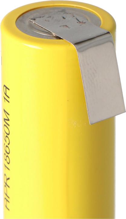 Actual product image A123 Systems A123 APR18650M-A1 1100mAh 3.3V LiFePo4 battery with solder tag Z-shape 64.95x18.2mm (1 pcs., 1100 mAh)