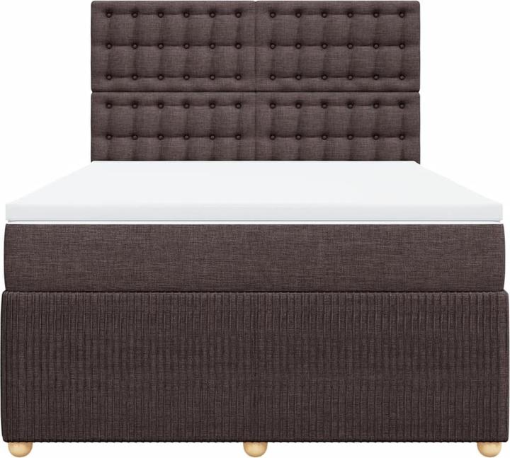 Produktbild VidaXL Boxspringbett Polsterbett Bett mit Matratze Dunkelbraun 140x200cm Stoff (140 x 200 cm, 140 x 200 cm)