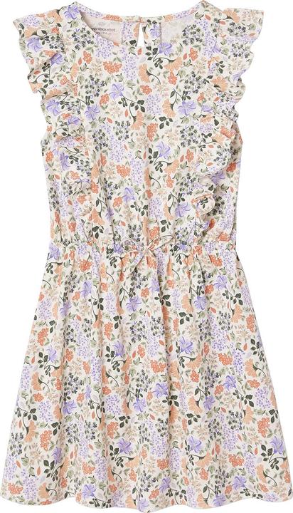 Vertbaudet Bedrucktes Mädchen Jerseykleid mit Volantärmeln